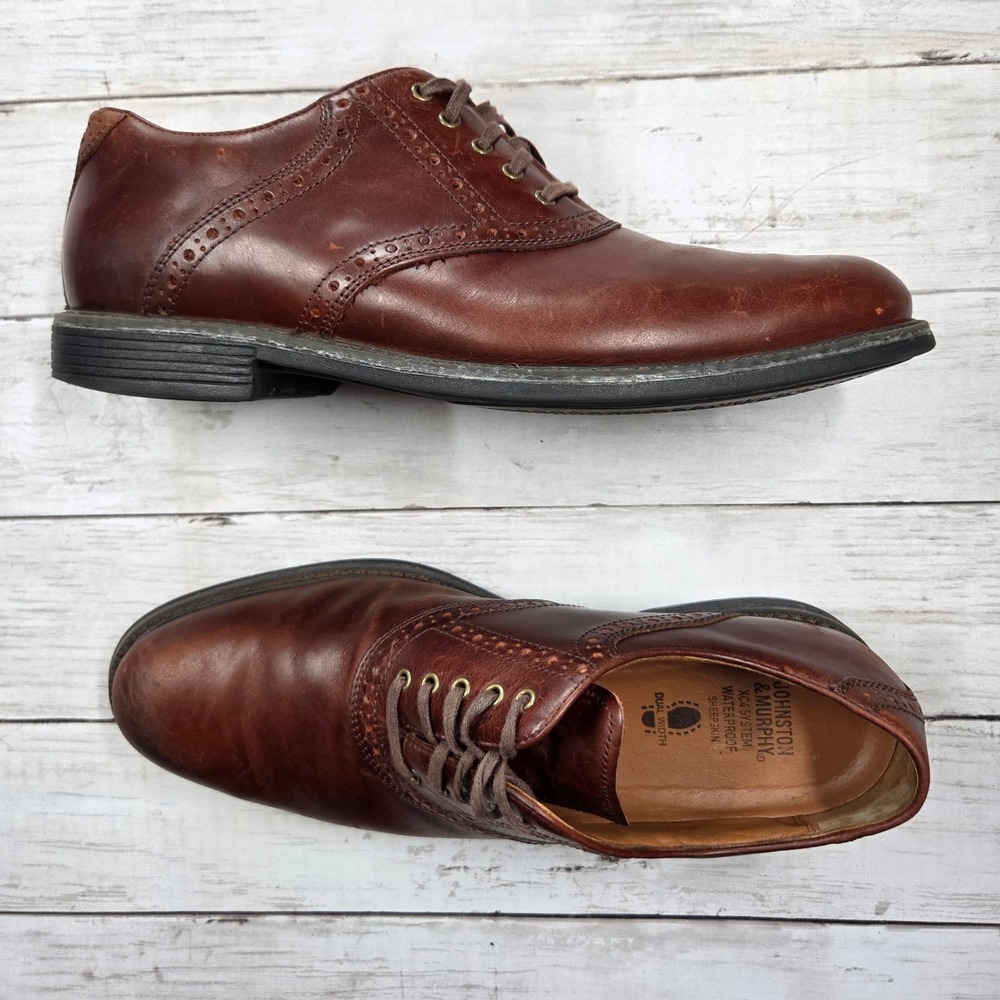 Johnston & Murphy Oxford Mens 10M Brown XC4 Waterproof Saddle Brogue Leather